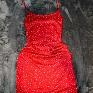 Red mini dress with hearts<3